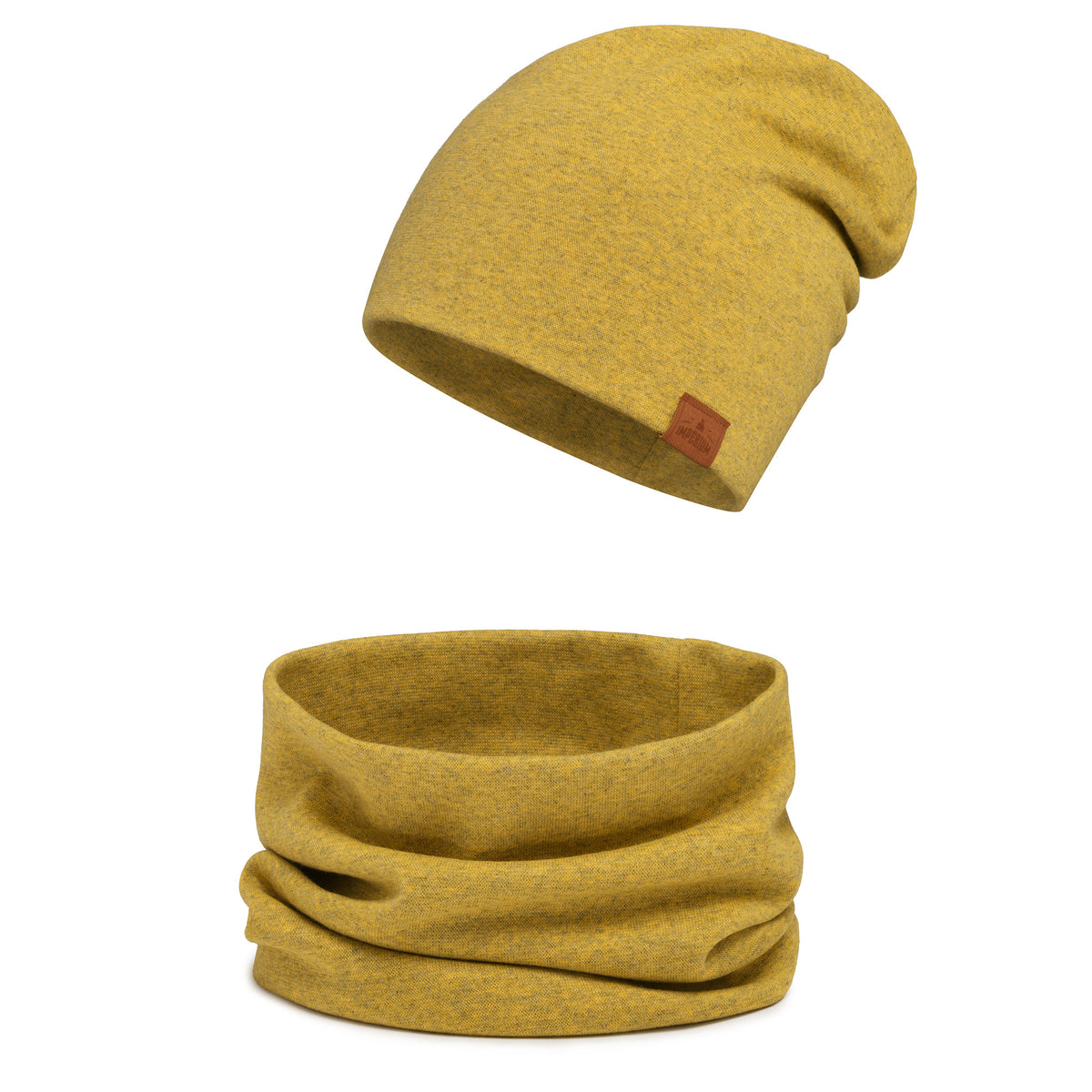 Czapka bawełniana damska zestaw Żółty 2w1 Melange Basic