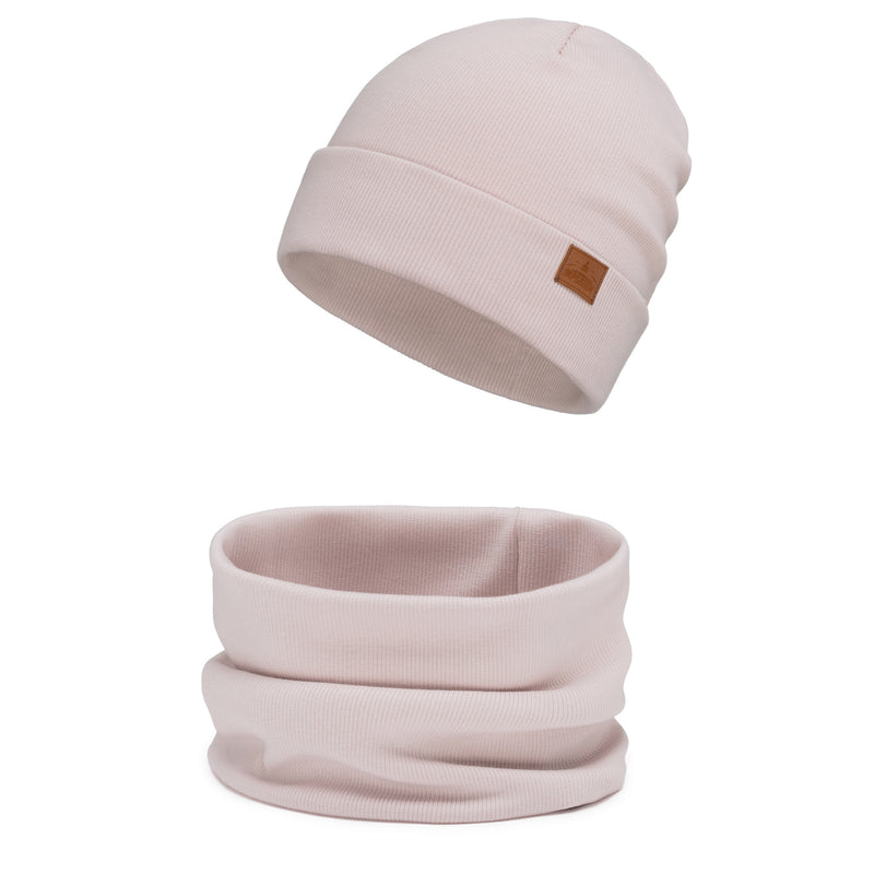 Czapka wiosenna dla dziewczynki zestaw Perłowy Mellow Light