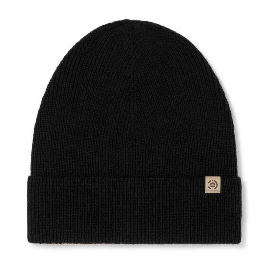 Cienka czapka merino z kaszmirem damska Black