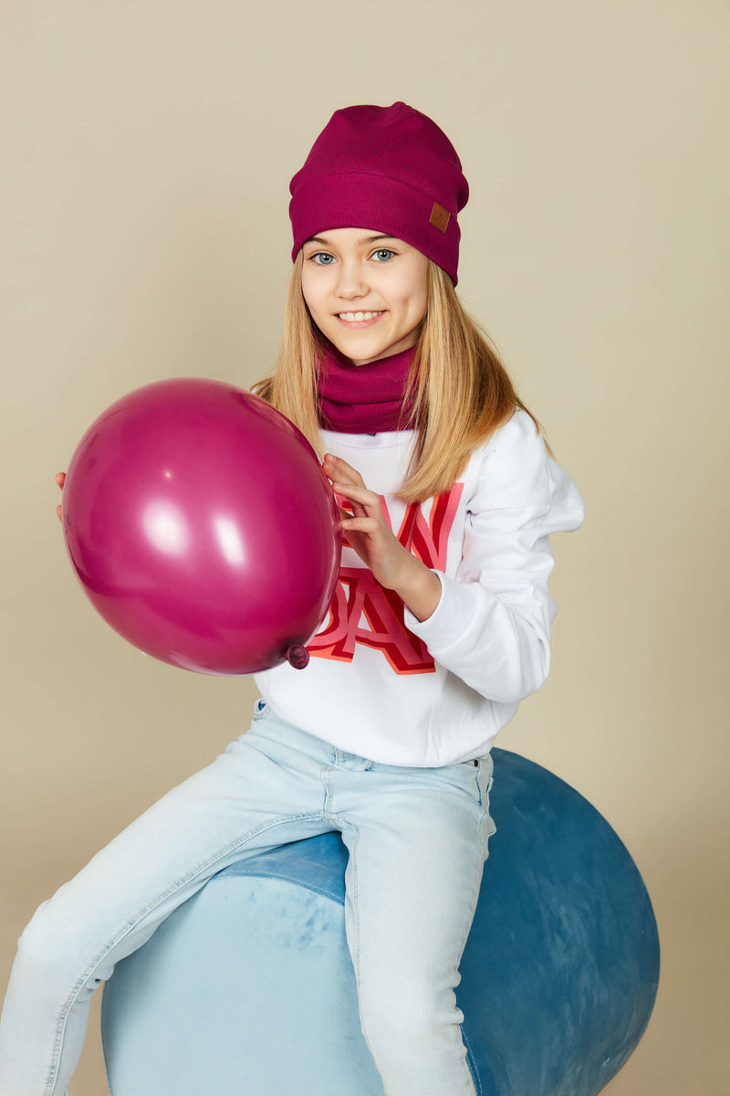 Czapka wiosenna dla dziewczynki zestaw Fuksja Mellow Light
