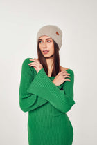 Czapka wełniana Merino damska Beżowa